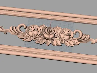 Furniture decorative flower 3D STL model for CNC carving E049 3D model