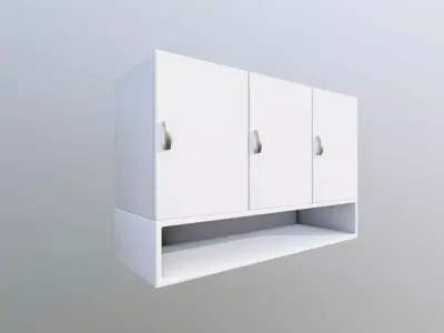 Modern Wall Mounted Storage Cabinet with Openable Doors Low-poly 3D model