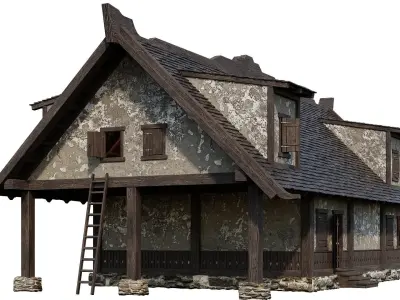 Old Medieval House Building 4K Textures GameReady 94 Low-poly 3D model