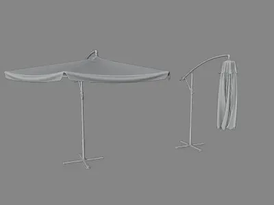 2 x Garden Umbrella Outdoor Parasol 3D model