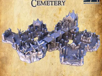Medieval Cemetery Tabletop Terrain 28 MM 3D print model