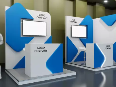 Corporate Exhibition Booth 2x2  Stand Display with TV Screen  3D model