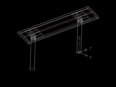 Bench made of wood and metal 3D model