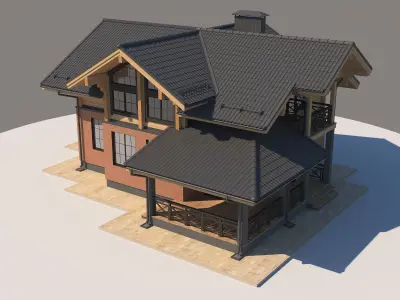 Exterior 3D model of a residential building 3D model purchase