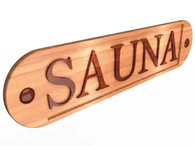 Wooden Sauna Sign Low-poly 3D model