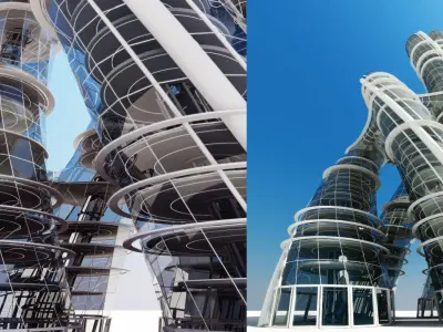 Futuristic Skyscraper 3D model 2