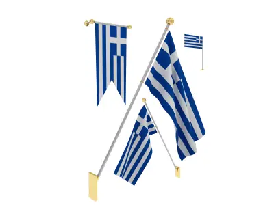Flags of Greece 3D model