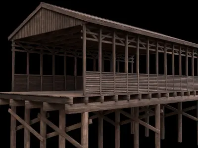 Wood Bridge Low-poly 3D model