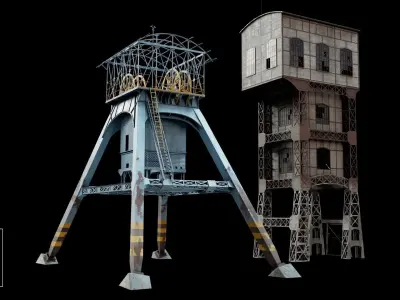KWK Polska Coal Mine Shaft Towers 3D Model Pack