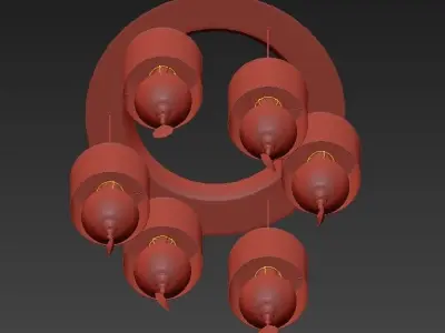 NUARE 6 chandelier with glass shades 3D model