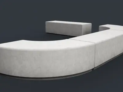 Modern Outdoor Bench 91 PBR Game Ready Low-poly 3D model