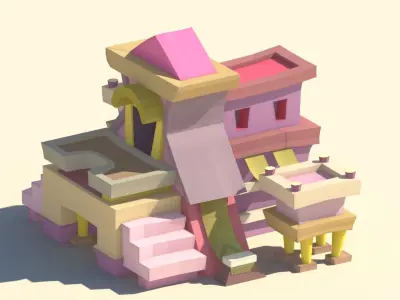 Design  house  cartoon origami  Paper House 3D model