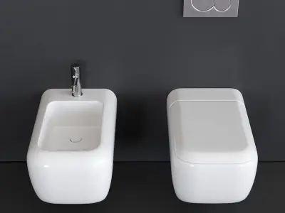 Ceramica Cielo Shui wall-hung bidet and toilet Low-poly 3D model