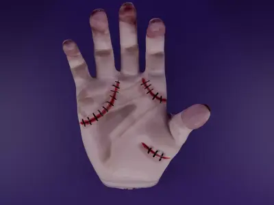 Rigged Thing Hand- PBR Skin with SSS- Game ready Horror Asset 3D model