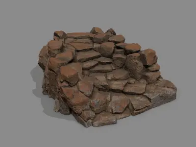 Old Rock Stairs Low-poly 3D model