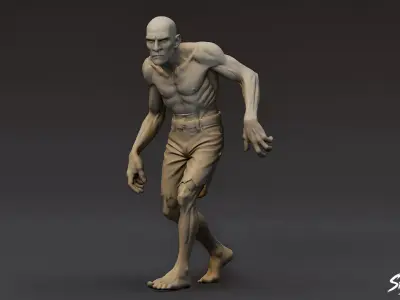 Zombie Statue Walking Pose Low-poly 3D model