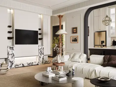 Luxury Modern Living Kitchen Premium 3D Interior Scenes 3D model