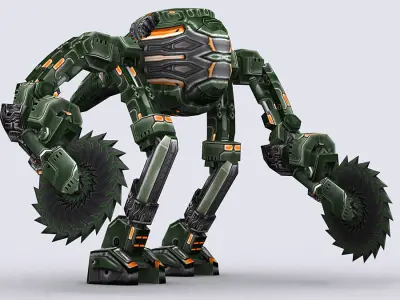 3DRT - Mech robot engineer - 04 Low-poly 3D model