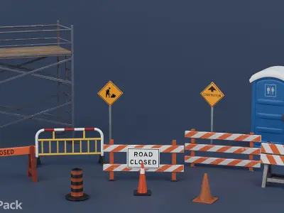 Stylized City Accessories Kit 3D model