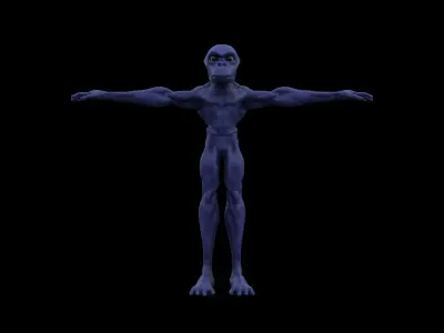 Humanoid Blue Alien RIGGED Low-poly 3D model