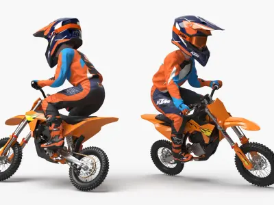  Mini Motocross Bike Child Rider Standing Pose 
