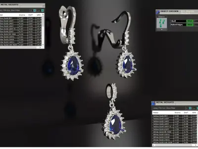 Sapphire and Diamond Teardrop Half Set js0022 3D print model