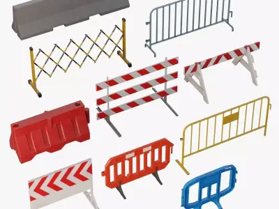 Low Poly Barriers Pack Low-poly 3D model