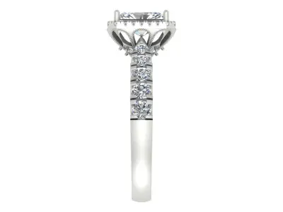 Radiant-Cut Halo Diamond Engagement Ring 3D print model