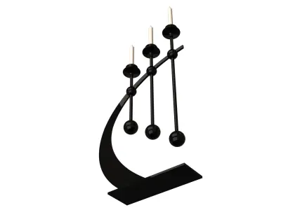 Candlesticks three metal candle holders Low-poly 3D model
