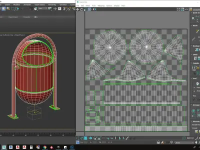 Architectural Park garbage can  Low-poly 3D model