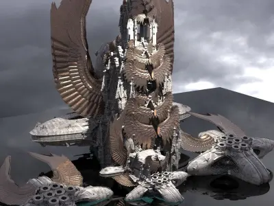 Floating Angel monolith Sci-fi Hive Queen Extended kitbash 3D model