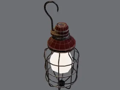 lantern model light bulb in cage Low-poly 3D model