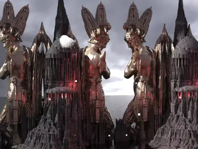 Apollo Sun God Temple 4 Towers Kit bash 3D model