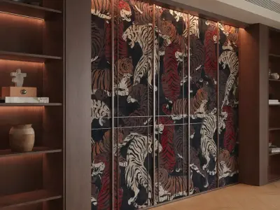 The picture shows a set of Chinese  style tea cabinets 3D model