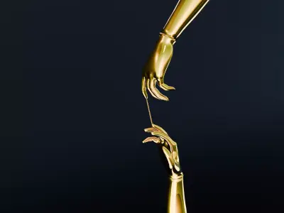  separating hands gold earring  3D print model