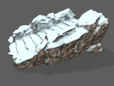 Stairs rock with snow Low-poly 3D model