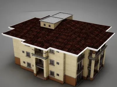 Modern Tropical Latin Mexican Beach Tower Hotel Hacienda medium 3D model