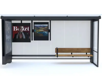 9 Bus Stop Collection Low-poly 3D model