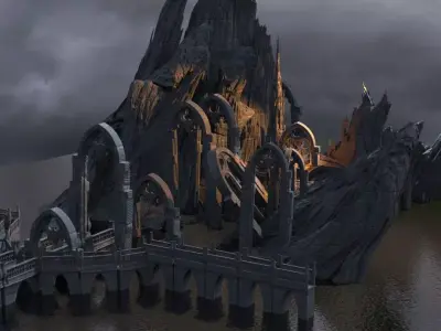 Khazaddum mountain ruins 3 3D model