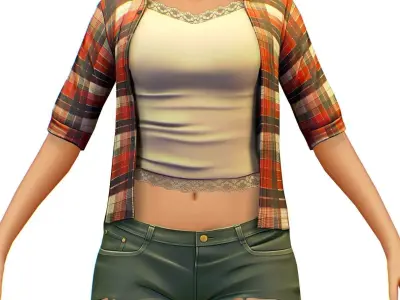 Cartoon Style Low Poly Farmer Short Avatar Low-poly 3D model