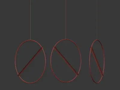 ed046 pendant light with two circles hanging from it 3D model