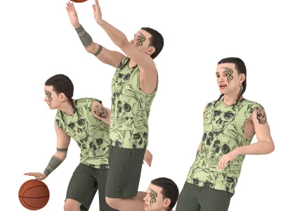 Dynamic 3D Street Basketball Boy Character Low-poly 3D model