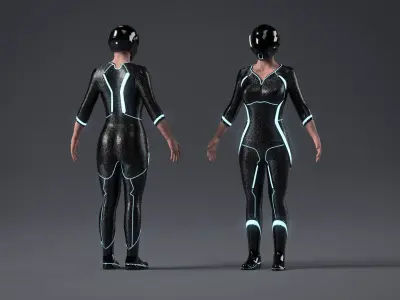WOMAN SCI-FI BIKER 3D model