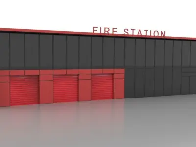 City Fire Station 6 Low-poly 3D model