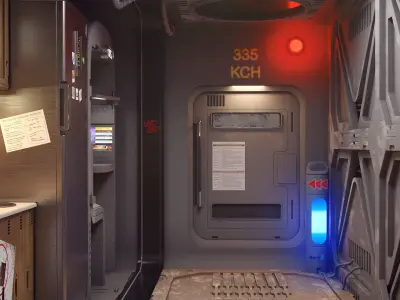 sci-fi shuttle rooms and textures  3D model