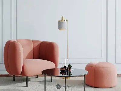 Furniture set chair and ottoman 3D model