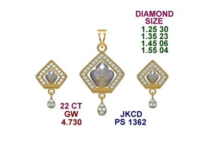 light weight pendant earring set in 22kt  3D print model