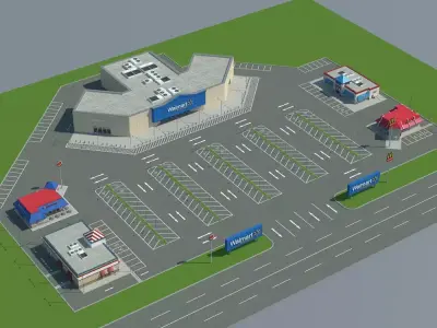 Fast Food Court Collection 3D model