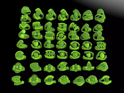 50 rings beautiful light weight ring 3D print model 3D print model