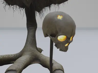 Low Poly Rigged Baba Yagas Hut Scene With PBR Materials Low-poly 3D model